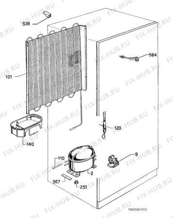 Взрыв-схема холодильника Electrolux ERA140S - Схема узла Cooling system 017